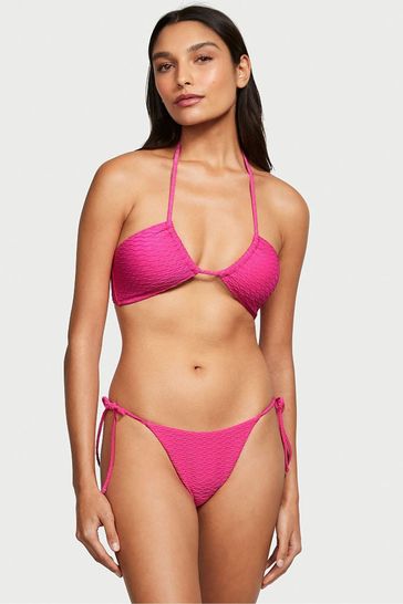 Victoria's Secret Forever Pink Fishnet Tie Side High Leg Swim Bikini Bottom