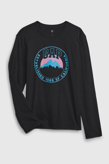 Buy Gap Round Neck Long Sleeve Graphic T Shirt from the Gap online