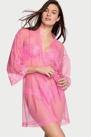 Victoria's Secret Tickled Pink Boho Floral Embroidered Dressing Gown