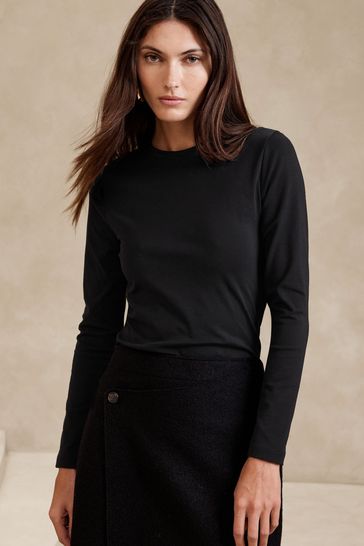 Buy Banana Republic Refined Crew Neck Long Sleeve Top from the Gap