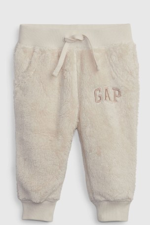 Gap Beige Logo Baby Sherpa Joggers