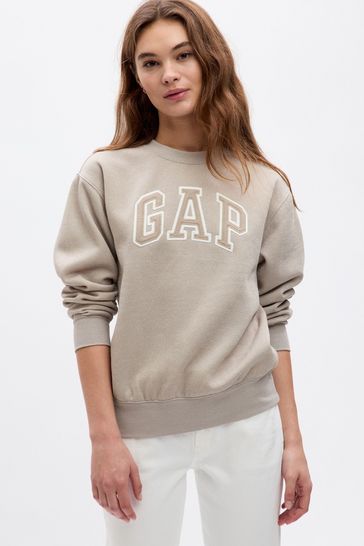 Beige crew discount neck sweatshirt