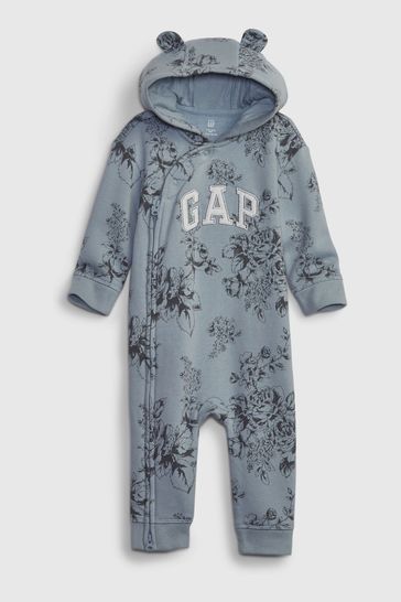 Buy Gap Arch Logo Long Sleeve Hooded Sleepsuit from the Gap online