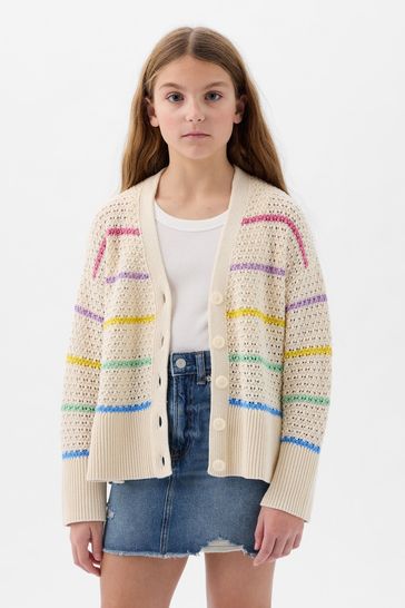 Long clearance pointelle cardigan