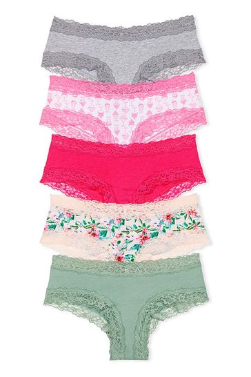 Victoria's Secret Grey/Pink/Nude/Green Cheeky Cotton Knickers Multipack
