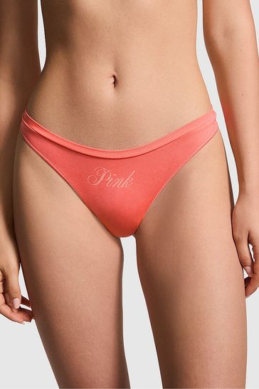 Victoria's Secret PINK Crazy For Coral Pink Thong Seamless Knickers