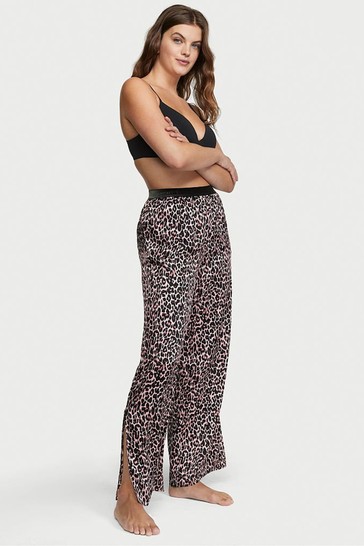 Victoria's Secret Classic Brown Leopard Silk Floral Pyjama Bottoms