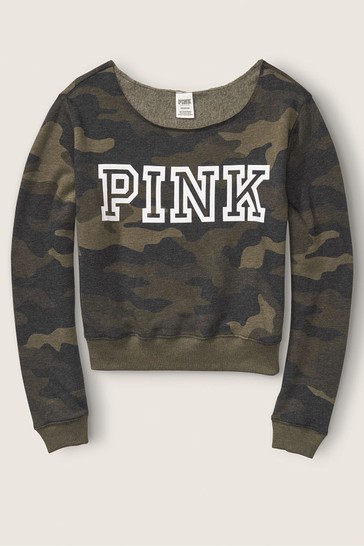 Victoria s Secret PINK Classic Logo Off Shoulder Sweatshirt