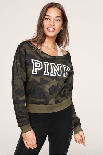 Victoria s Secret PINK Classic Logo Off Shoulder Sweatshirt