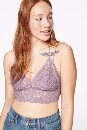 CROCHET LACE BRALETTE WITH BRA PADS in LT SAGE