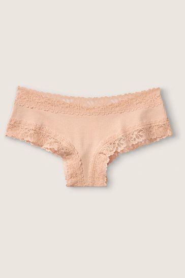 Victoria's Secret PINK Buff Nude Cheeky Lace Trim Knickers