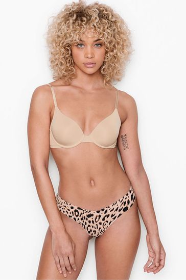 Victoria's Secret Champagne Leopard No Show Thong Knickers