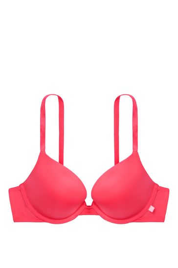 Victoria's Secret Cosmic Coral Red Lace Push Up T-Shirt Bra