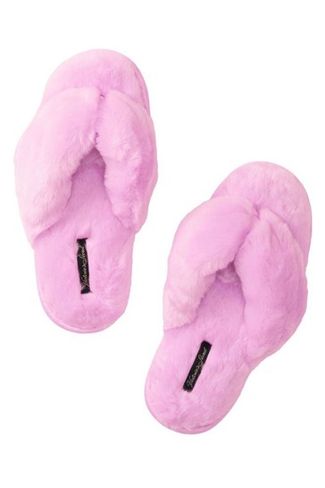 Faux fur flip flop slippers - Black. Colour: black. Size: s | Rossy
