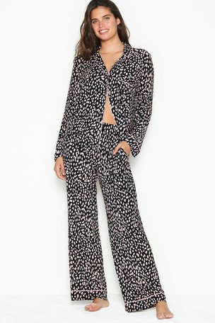 Victoria's Secret Black Brushed Dot Modal Long Pyjamas