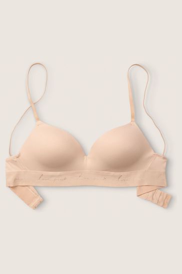 Victoria's Secret PINK Beige Nude Non Wired Push Up Smooth T-Shirt Bra