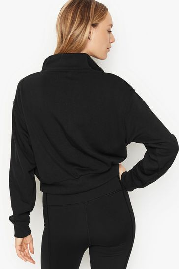 Victoria s Secret Mock neck Stretch Fleece Half zip Sweatshirt