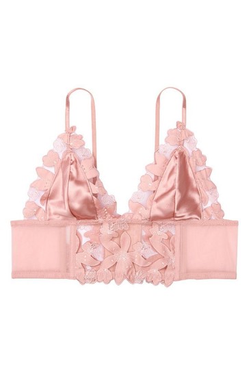 Victoria s Secret Unlined Floral Embroidered Long Line Bralette