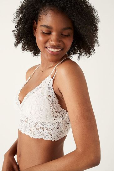 Buy Victoria's Secret PINK Pale Yellow Lace Strappy Back Longline Bralette  from Next Luxembourg
