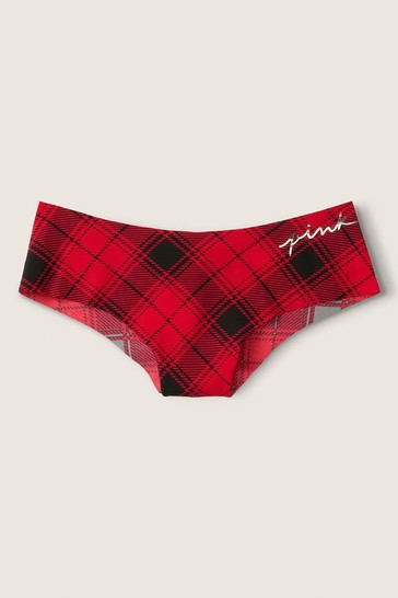 Victoria's Secret PINK Red Pepper Plaid With Graphic No Show Cheeky Knickers