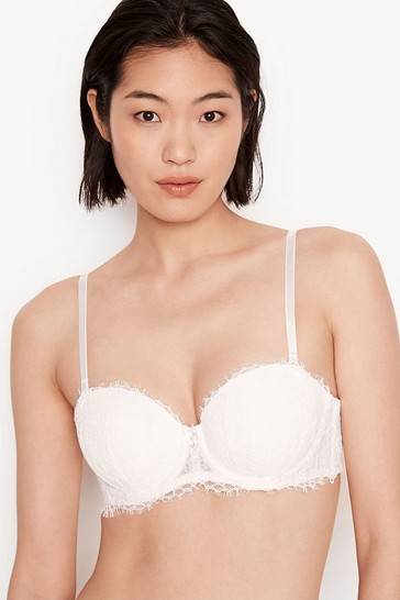 Victoria's Secret Coconut White Smooth Lace Wing Lightly Lined Multiway  Strapless Bra