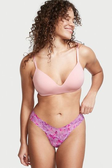 Victoria's Secret Magenta Floral Lace Thong Knickers