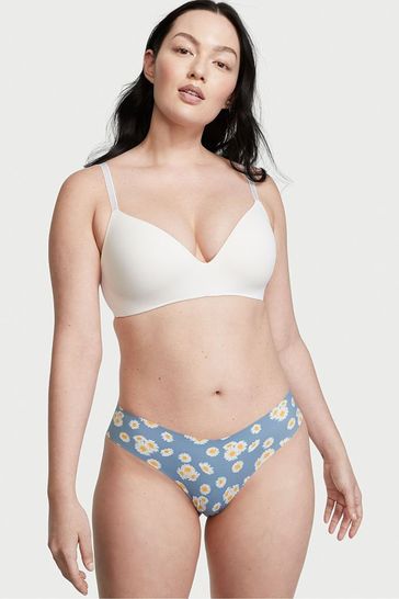 Victoria's Secret Blue Falling Daisies No Show Thong Knickers