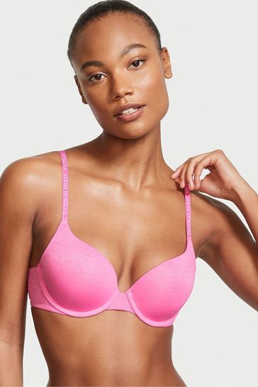 Victoria's Secret Hollywood Pink Smooth Logo Strap Full Cup Push Up T-Shirt  Bra
