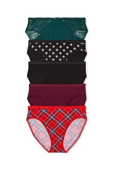 Victoria's Secret Red/Black/Green High Leg Brief Knickers Multipack