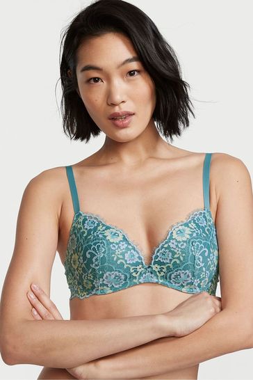 Victoria's Secret Runaway Teal Blue Lace Lightly Lined Non Wired Bra