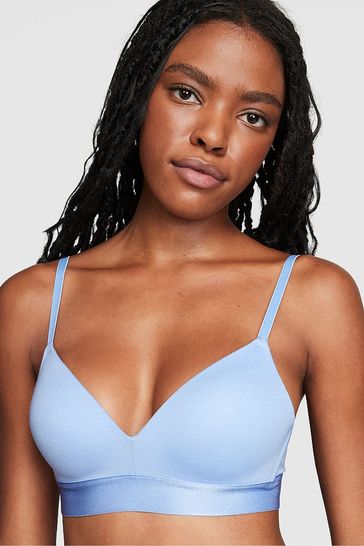 Victoria's Secret PINK Harbor Blue Non Wired Lightly Lined Cotton Bra