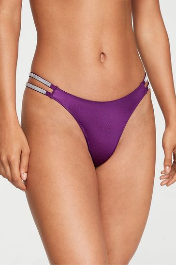Victoria's Secret Grape Soda Purple Smooth Double Thong Shine Strap Knickers