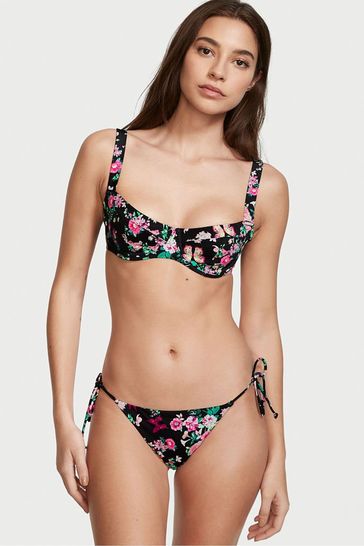 Victoria's Secret Black Floral Push Up Bikini Top