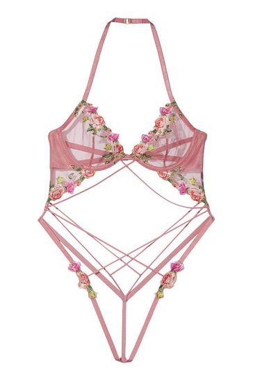 fast free shipping Victoria's Secret Rose Embroidered Longline