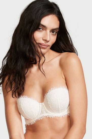Victoria's Secret Coconut White Lace Lightly Lined Multiway Strapless Bra