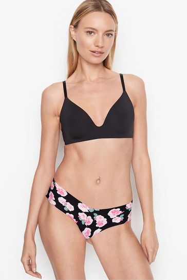 Victoria's Secret Black/ Pink Floral No Show Cheeky Knickers
