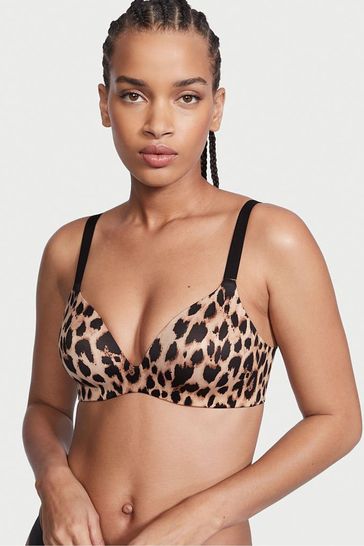Victoria's Secret Classic Brown Leopard Smooth Lightly Lined Plunge Non Wired Bra