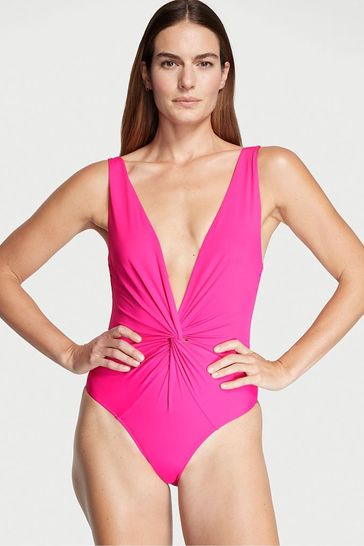Victoria's Secret Forever Pink V Neck Plunge Open Back Swimsuit