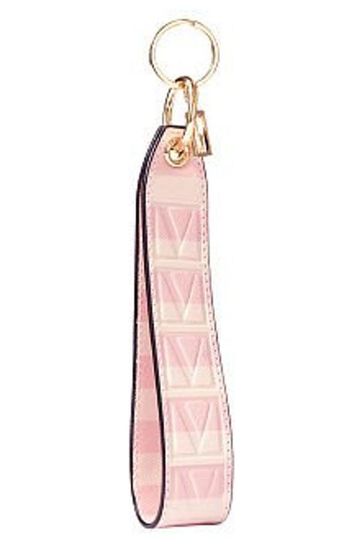 Victoria's Secret Wristlet Keychain Keyring Bag Strap Pink Logo Travel Bag  Tag