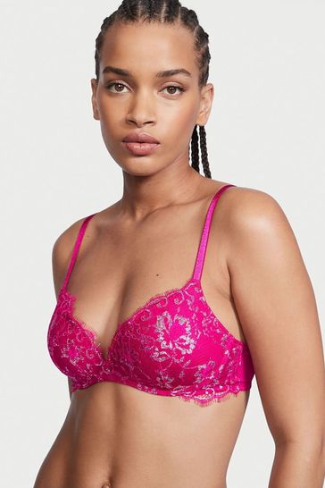 Victoria's Secret Wicked Rose Pink Lace Lightly Lined Non Wired Bra