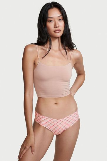 Victoria's Secret Faint Pink Happy Plaid Smooth No Show Hipster Panty