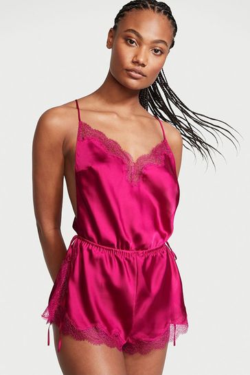 Victoria's Secret Satin And Lace Laceup Romper | Victoria's Secret Ireland