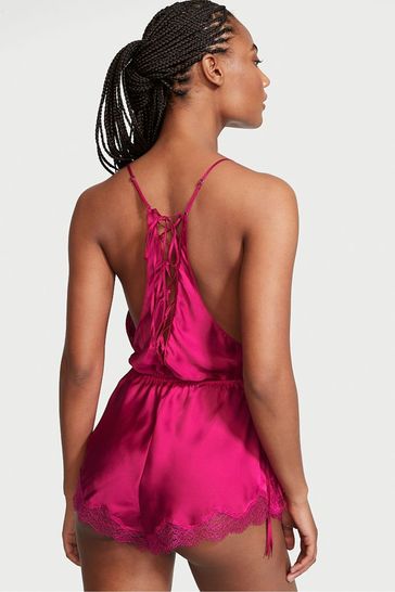 Victoria's Secret Satin And Lace Laceup Romper | Victoria's Secret Ireland