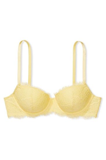 Lightly Lined Lace Bandeau Bra - Yellow