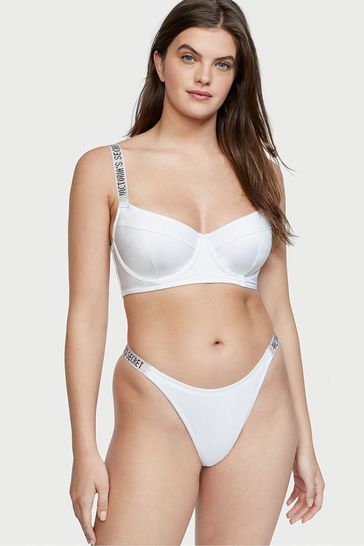 Victoria's Secret White Shine Strap Longline Bikini Top