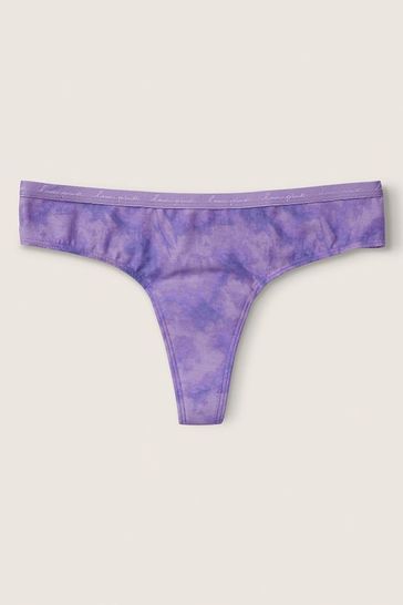 Victoria's Secret Pink Tie Dye Chalk Violet Purple Period Thong Knicker