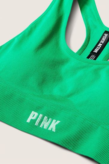 Victoria's Secret PINK Electric Green Seamless Lightly Lined Low Impact  Racerback Sports Bra