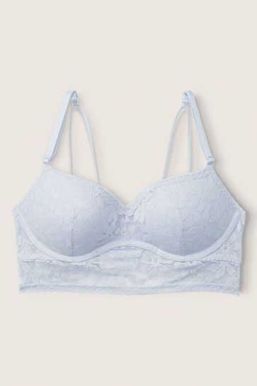 Victoria's Secret PINK Arctic Ice Blue Lace Wired Push Up Bralette