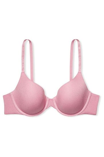 Victoria's Secret Pink Floral Smooth Logo Strap Lightly Lined T-Shirt Bra