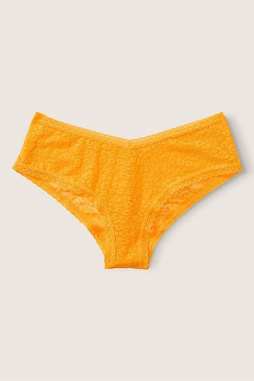 Victoria's Secret PINK Wild Marigold Yellow Lace Logo Cheeky Knickers